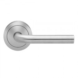 Karcher Design UER25 Malta Lever Set w/ 3-Piece Rose 2 5/8", Finish-Satin Stainless Steel