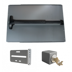 Lockey PS52 Standard Panic Shield Safety Kit w/ Detex V-40 Panic Bar, 24" Panic Shield, PSGB5 Key Box, Key Cylinder