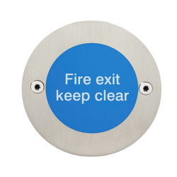 Modric 8450 76mm Fire Exit Keep Clear Sign, Satin Stainless Steel
