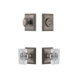 Grandeur Carre Square Rosette Entry Set w/ Carre Crystal Knob, Keyed Alike