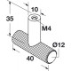 Hafele 110.52. Knob T SS M4 Length 40MM