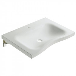 Ponte Giulio B46CNM06W3 Acrylic Stone Sink w/ Curved Front & Shallow Basin, Alpine White