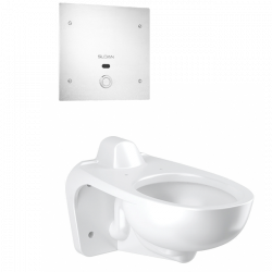 Sloan WETS-2460.1312 ST-2469 Wall Hung Elongated Toilet Fixture w/ Royal 152-1.28 ESS SWB, Rear Spud Flushometer