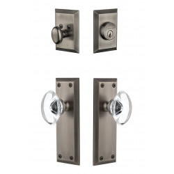 Grandeur Fifth Avenue Long Plate w/ Provence Crystal Knob & Matching Deadbolt