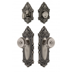 Grandeur Grande Victorian Long Plate w/ Bouton Knob & Matching Deadbolt