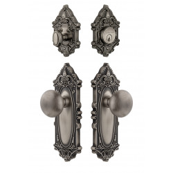 Grandeur Grande Victorian Long Plate w/ Fifth Avenue Knob & Matching Deadbolt