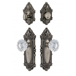 Grandeur Grande Victorian Long Plate w/ Versailles Crystal Knob & Matching Deadbolt