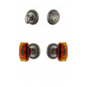 Grandeur Newport Rosette w/ Amber Baguette Crystal Knob & Matching Deadbolt
