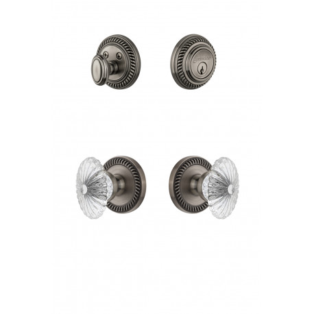 Grandeur Newport Rosette w/ Burgundy Crystal Knob & Matching Deadbolt