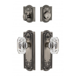 Grandeur Parthenon Long Plate w/ Baguette Crystal Knob & Matching Deadbolt