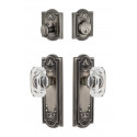 Grandeur Parthenon Long Plate w/ Baguette Crystal Knob & Matching Deadbolt