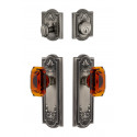 Grandeur Parthenon Long Plate w/ Amber Baguette Crystal Knob & Matching Deadbolt