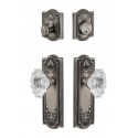 Grandeur Parthenon Long Plate w/ Biarritz Crystal Knob & Matching Deadbolt