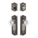 Grandeur Parthenon Long Plate w/ Bordeaux Crystal Knob & Matching Deadbolt