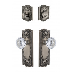 Grandeur Parthenon Long Plate w/ Fontainebleau Crystal Knob & Matching Deadbolt