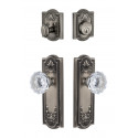Grandeur Parthenon Long Plate w/ Fontainebleau Crystal Knob & Matching Deadbolt