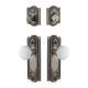 Grandeur Parthenon Plate w/ Hyde Park Porcelain Knob & Matching Deadbolt