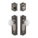 Grandeur Parthenon Long Plate w/ Hyde Park Porcelain Knob & Matching Deadbolt