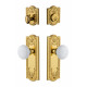 Grandeur Parthenon Plate w/ Hyde Park Porcelain Knob & Matching Deadbolt