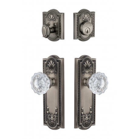 Grandeur Parthenon Plate w/ Versailles Crystal Knob & Matching Deadbolt