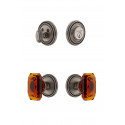 Grandeur Soleil Rosette w/ Amber Baguette Crystal Knob & Matching Deadbolt