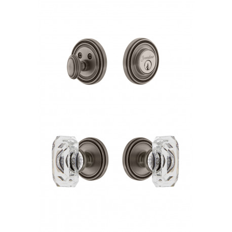 Grandeur Soleil Plate w/ Baguette Crystal Knob & Matching Deadbolt