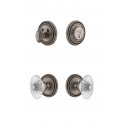 Grandeur Soleil Rosette w/ Burgundy Crystal Knob & Matching Deadbolt