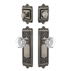 Grandeur Windsor Long Plate w/ Chambord Crystal Knob & Matching Deadbolt