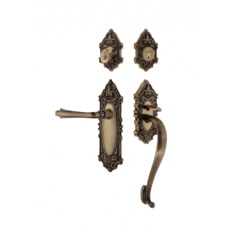 Nostalgic Warehouse VICFLR_S Grip Victorian Plate S Grip Entry Set w/ Fleur Lever