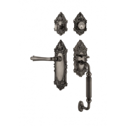 Nostalgic Warehouse VICFLR_F Grip Victorian Plate F Grip Entry Set w/ Fleur Lever