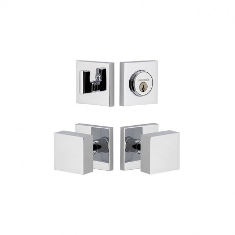 Viaggio QADQAD Quadrato Rosette Entry Set with Quadrato Brass Knob and Matching Deadbolt