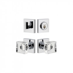 Viaggio QADQDC Quadrato Rosette Entry Set with Quadrato Crystal Knob and Matching Deadbolt