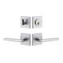 Viaggio QADMLNMIL Quadrato Linen Rosette Entry Set with Milano Lever and Matching Deadbolt