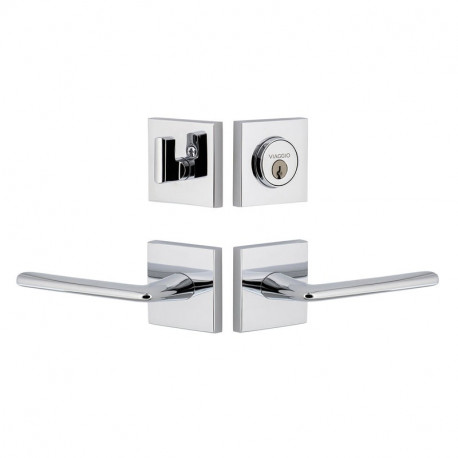 Viaggio QADBRZ Quadrato Rosette Entry Set with Brezza Lever and Matching Deadbolt