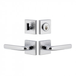 Viaggio QADMHMBLL Quadrato Hammered Rosette Entry Set with Bella Lever and Matching Deadbolt