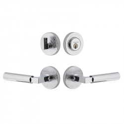 Viaggio CLOMLNCON-STH Circolo Linen Rosette Entry Set with Contempo Smooth Lever and Matching Deadbolt