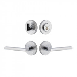Viaggio CLOMLNMIL Circolo Linen Rosette Entry Set with Milano Lever and Matching Deadbolt