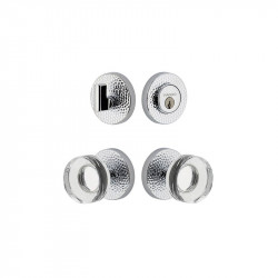 Viaggio CLOMHMCLC Circolo Hammered Rosette Entry Set with Circolo Crystal Knob and Matching Deadbolt