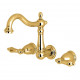 Kingston Brass KS125AL Wall Mount Bathroom Faucets,Metal Lever