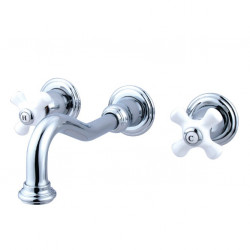 Kingston Brass KS312PX Wall Mount Bathroom Faucets,Porcelain Cross