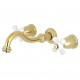 Kingston Brass KS312PX Wall Mount Bathroom Faucets,Porcelain Cross