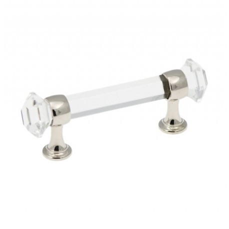 Belwith Keeler B076274-GLCH Luster Cabinet Pull, Center To Center Length 3", Glass w/ Chrome