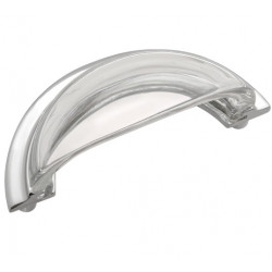 Belwith Keeler B076574-GLCH Luster Cup Pull, Glass with Chrome, CTC Length - 3"