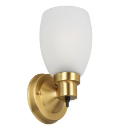 Design House 588814 Lydia 1-Light Wall Light w/ Switch, Frosted White Glass Shade