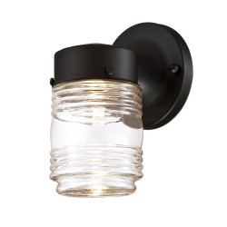 Design House 587246 Jelly Jar LED Wall Light In Black w/ Clear Glass