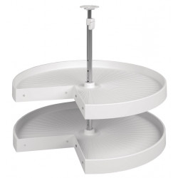 Hafele 542.94. Lazy Susan Set, Pie-Cut, 2-Tray, Plastic, White