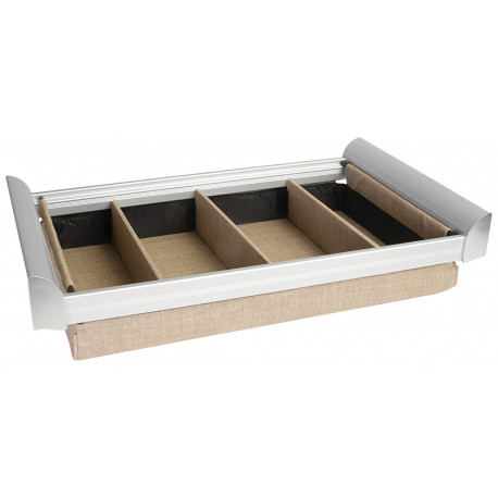 Hafele 807.77. Tag Engage, Divided Lingerie Drawer, Aluminum/Fabric, 5" H x 13.89" D