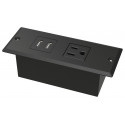 Hafele 822.09. Charging Bar, 1 AC Outlet, Plastic, Face Plate Mounting, 138 D x 55 W x 44 H mm