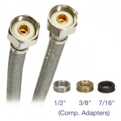Fluidmaster B4F Universal Faucet Water Supply Connectors, 1/2" FIP x 1/2" FIP Comp. Adapters (3/8", 7/16", 1/2")