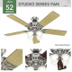 Hunter Fan Company 53064 Studio Series Ceiling Fan with 4 Lights 52 in.